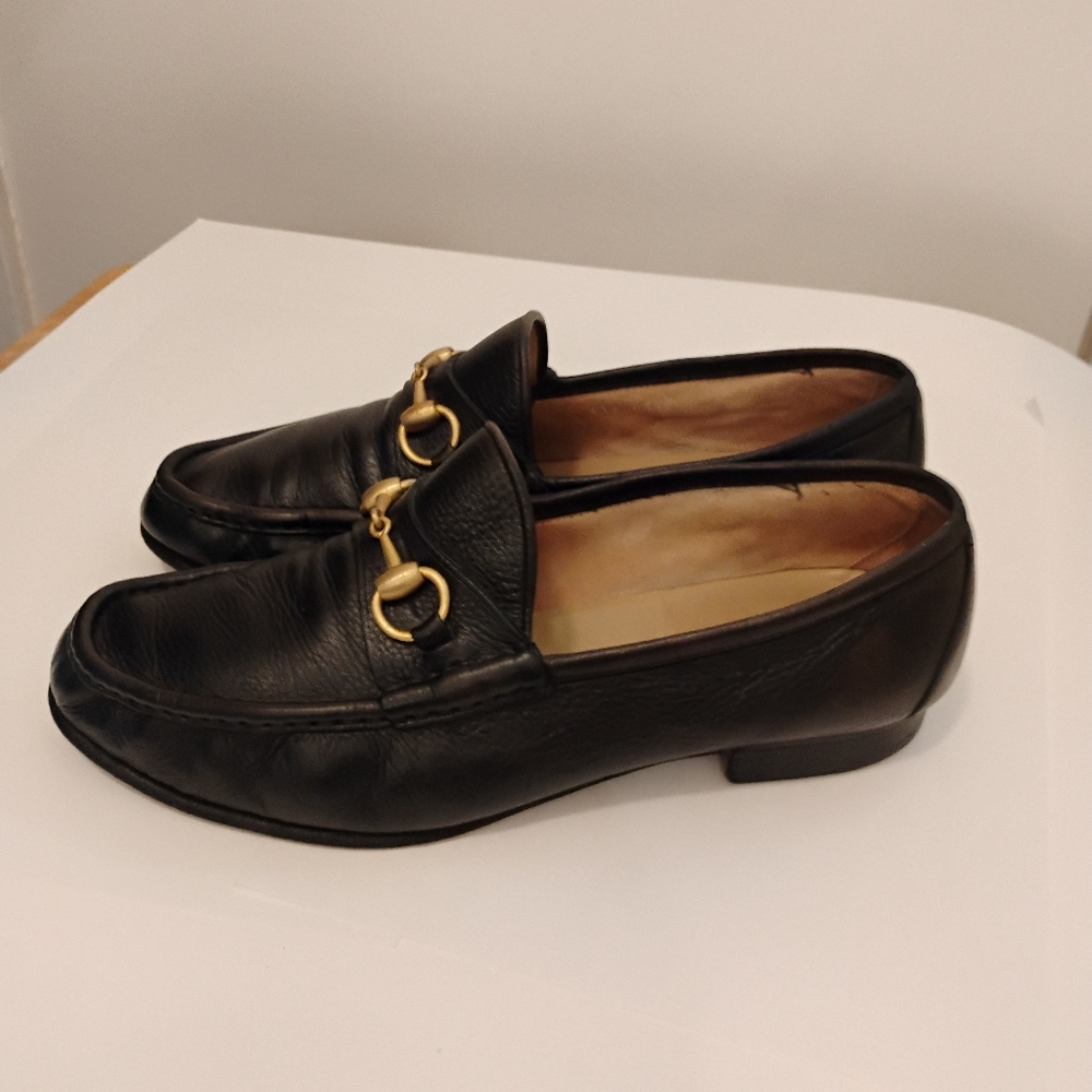 GUCCI HORSE BIT MENS LOAFERS Leather Gold Horsebit Size 9D - Picture 9 of 16